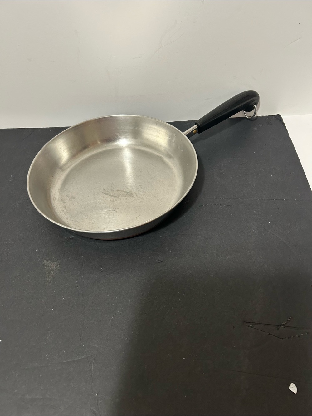 Stainless Steel Frying Pan with Black Handle - Versatile Home Kitchen Skillet